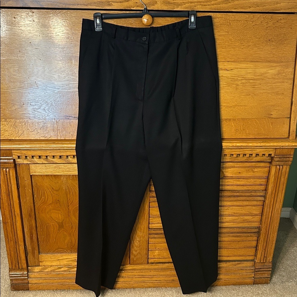 Pendleton Plus 16W Black Virgin Wool Pleated Trousers High Waist Dress Pants USA